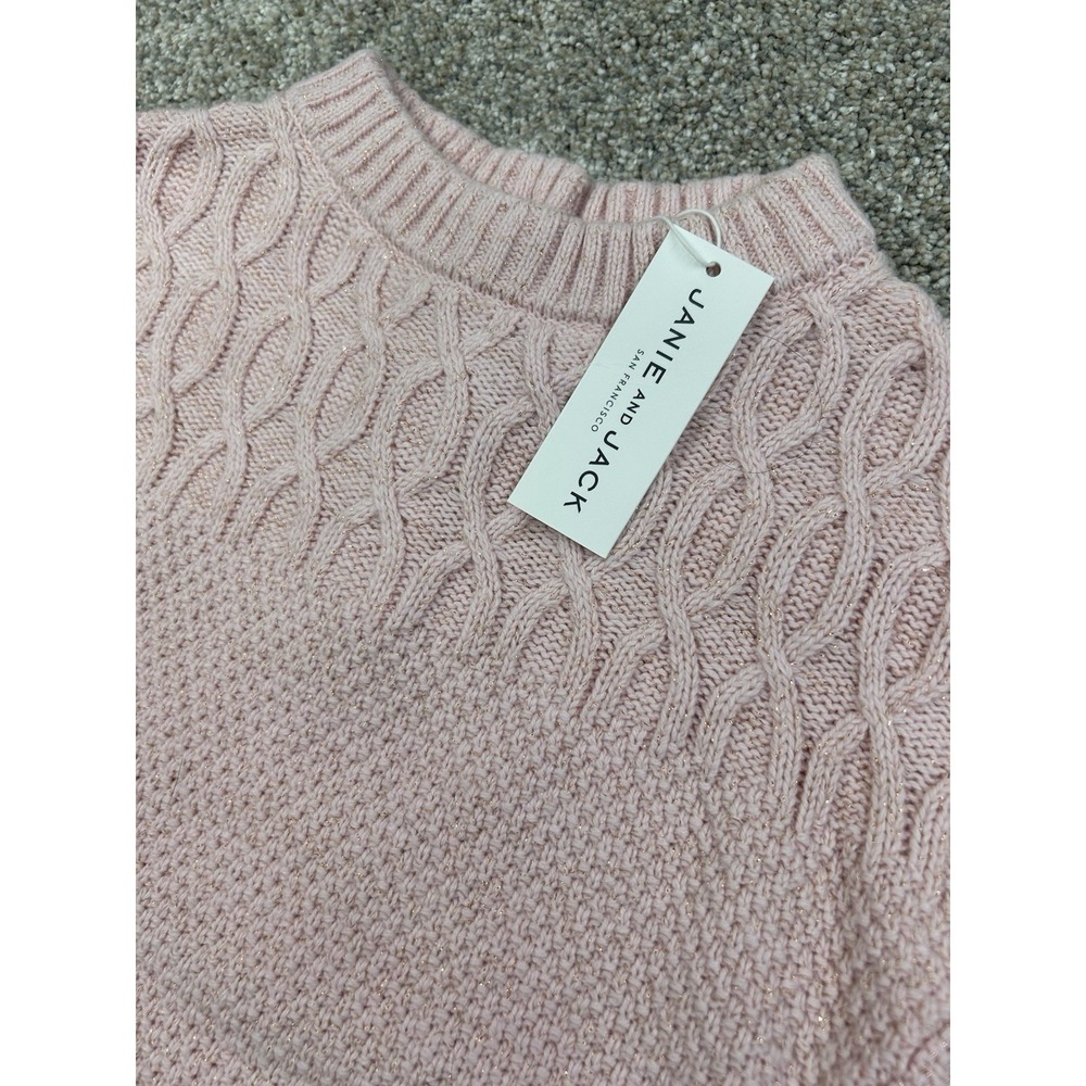 New Janie and Jack Puff Sleeve Cable Knit Sweater Size 4 Gold Strands #0336